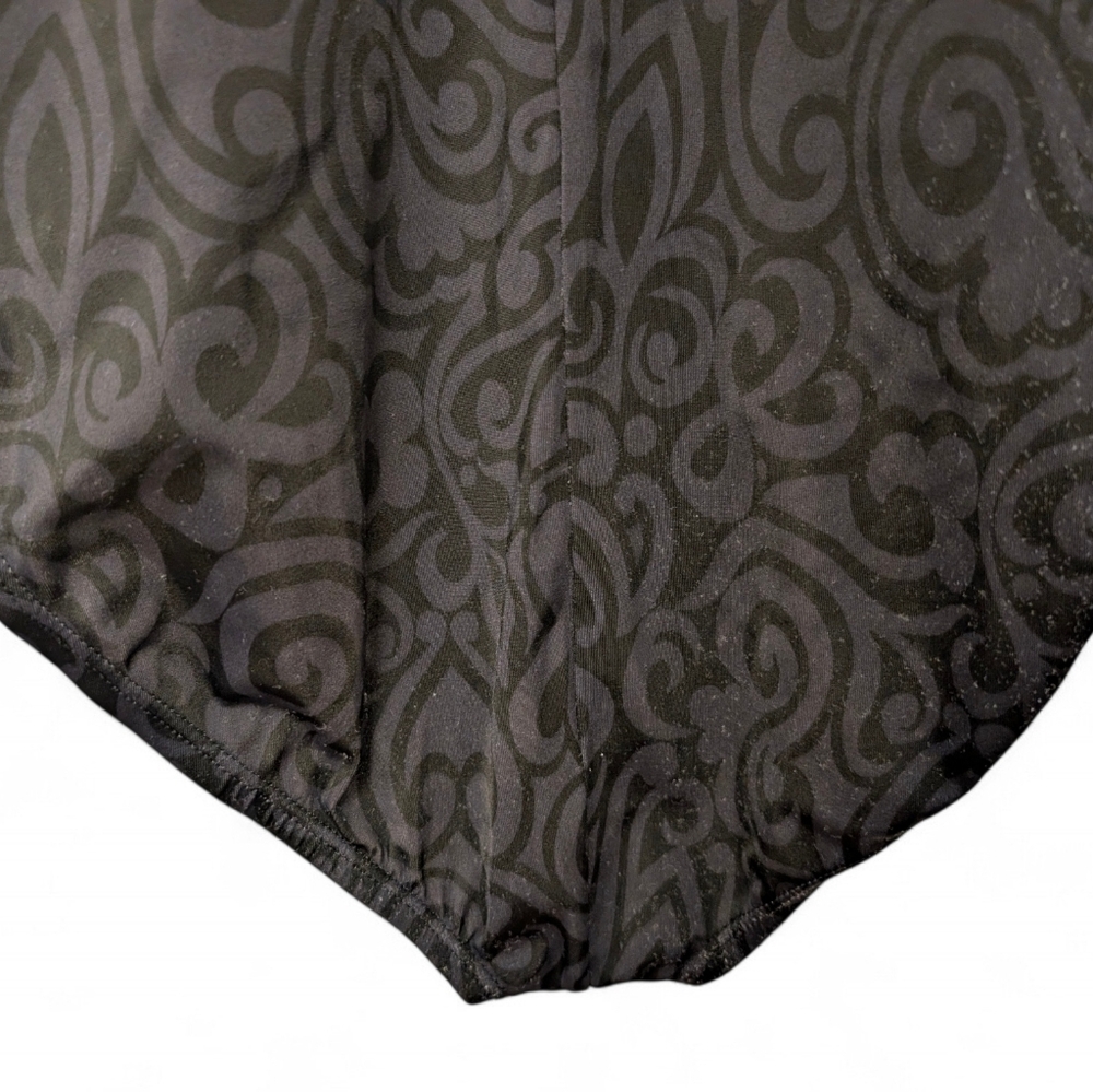 NIKE One Piece Swimsuit Racerback V-Neck Grey Black Swirl Print 14 - Picture 7 of 11
